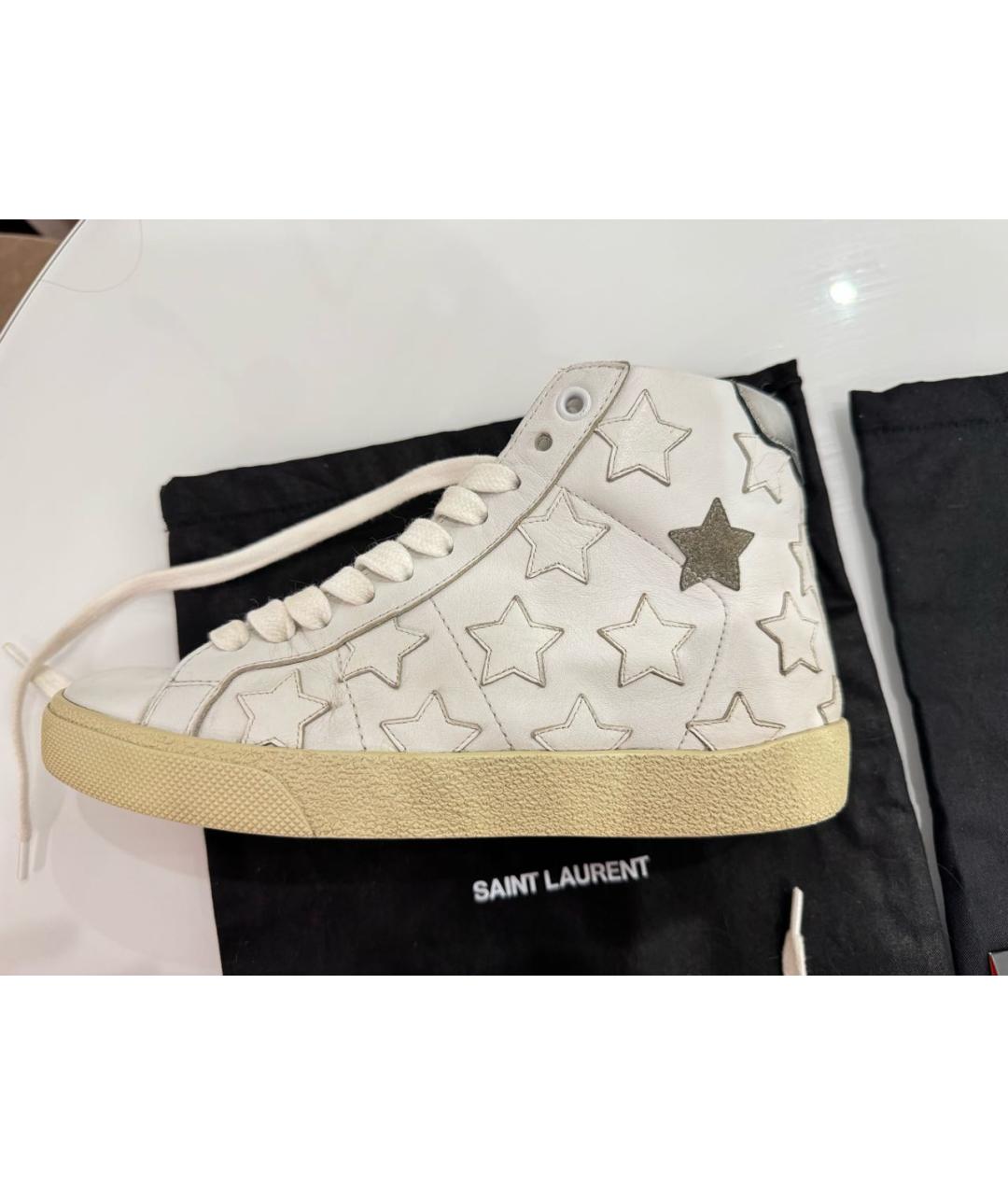 SAINT LAURENT Белые кожаные кеды, фото 6