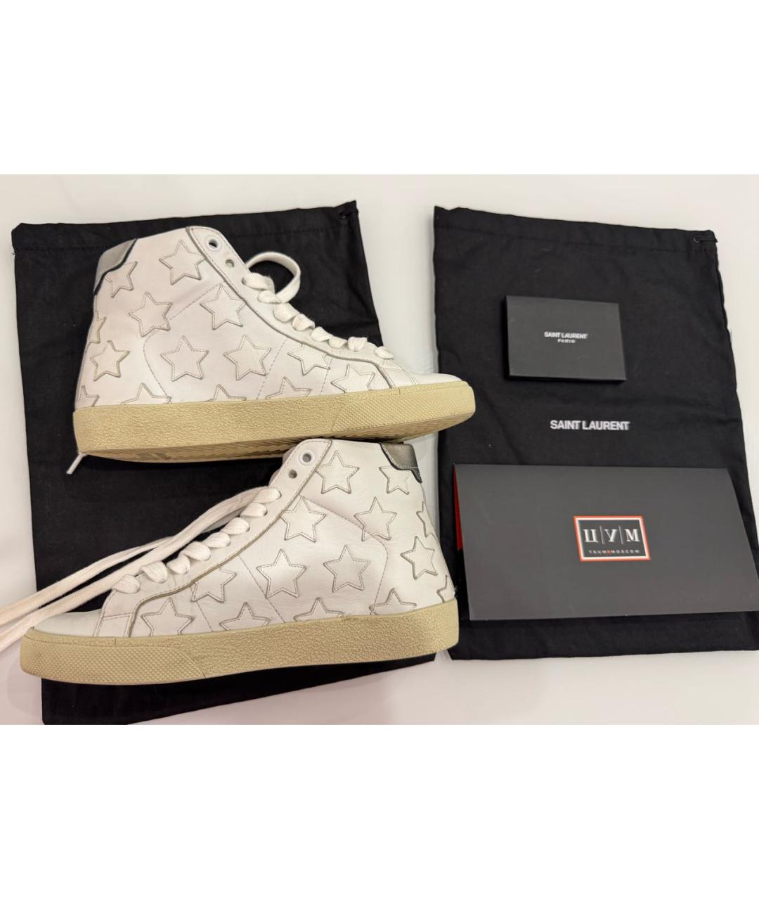 SAINT LAURENT Белые кожаные кеды, фото 9