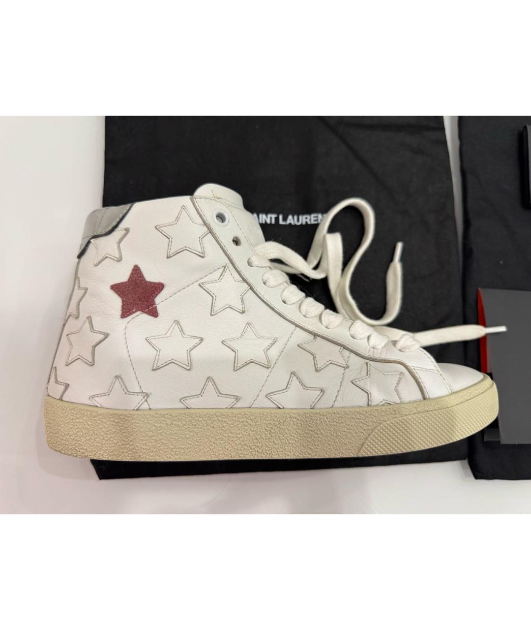 SAINT LAURENT Белые кожаные кеды, фото 5