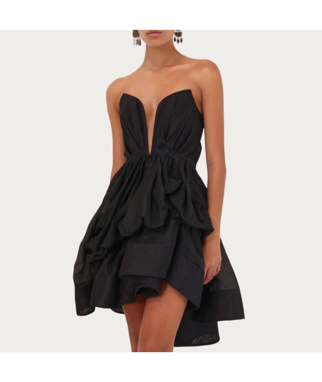 ZIMMERMANN Черное льняное коктейльное платье, фото 2