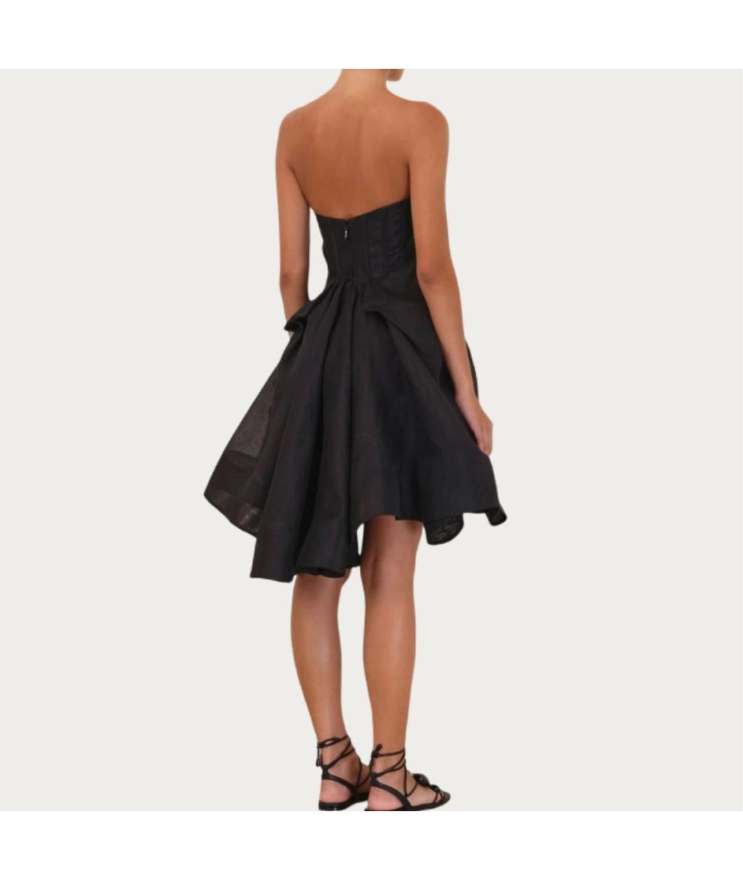 ZIMMERMANN Черное льняное коктейльное платье, фото 3