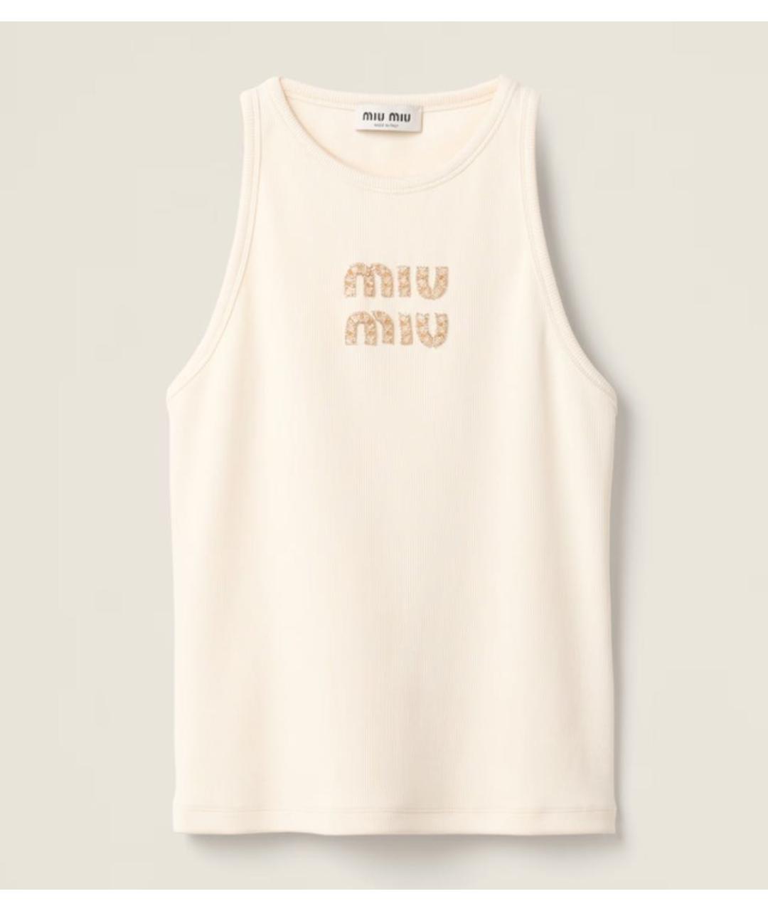 MIU MIU Бежевая хлопковая майка, фото 3