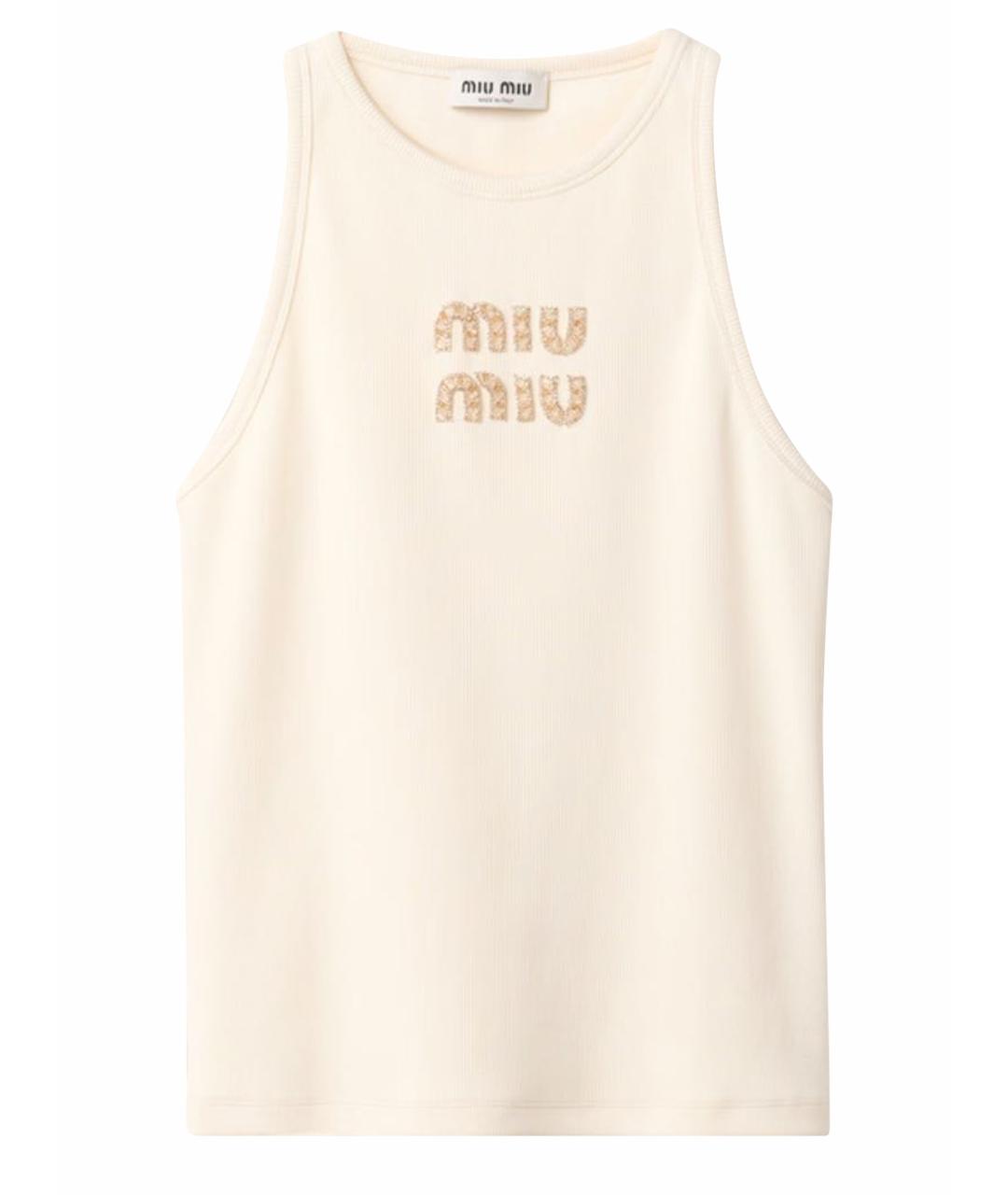 MIU MIU Бежевая хлопковая майка, фото 1