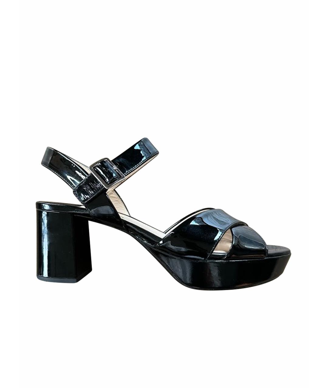 PRADA Черные босоножки из лакированной кожи, фото 1