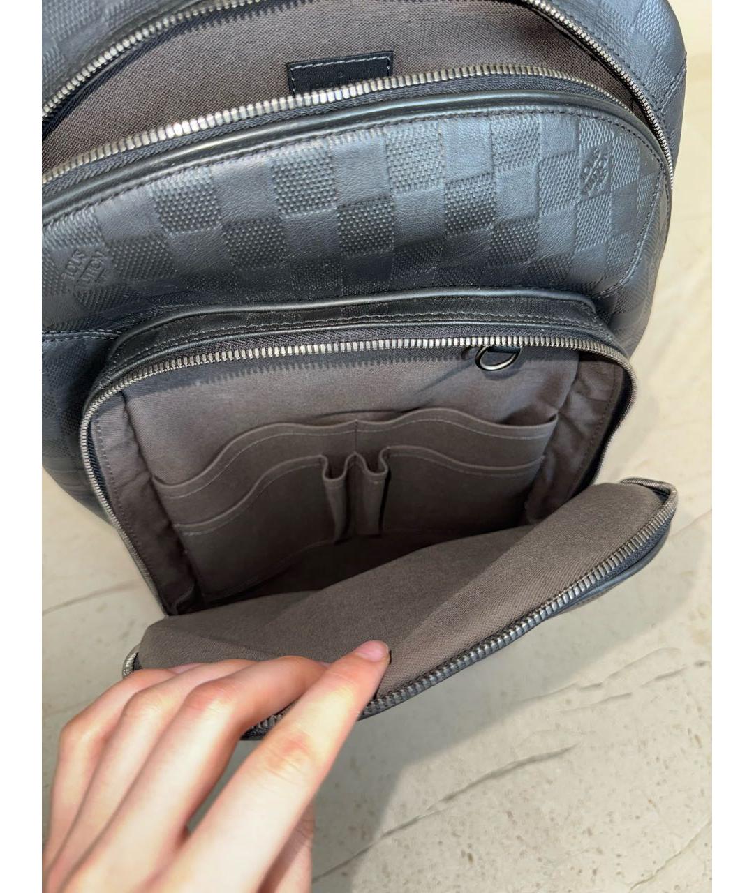LOUIS VUITTON Черный кожаный рюкзак, фото 5