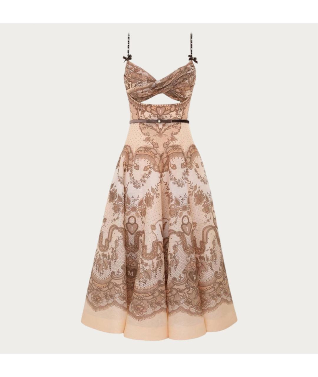 ZIMMERMANN Коричневое шелковое коктейльное платье, фото 4