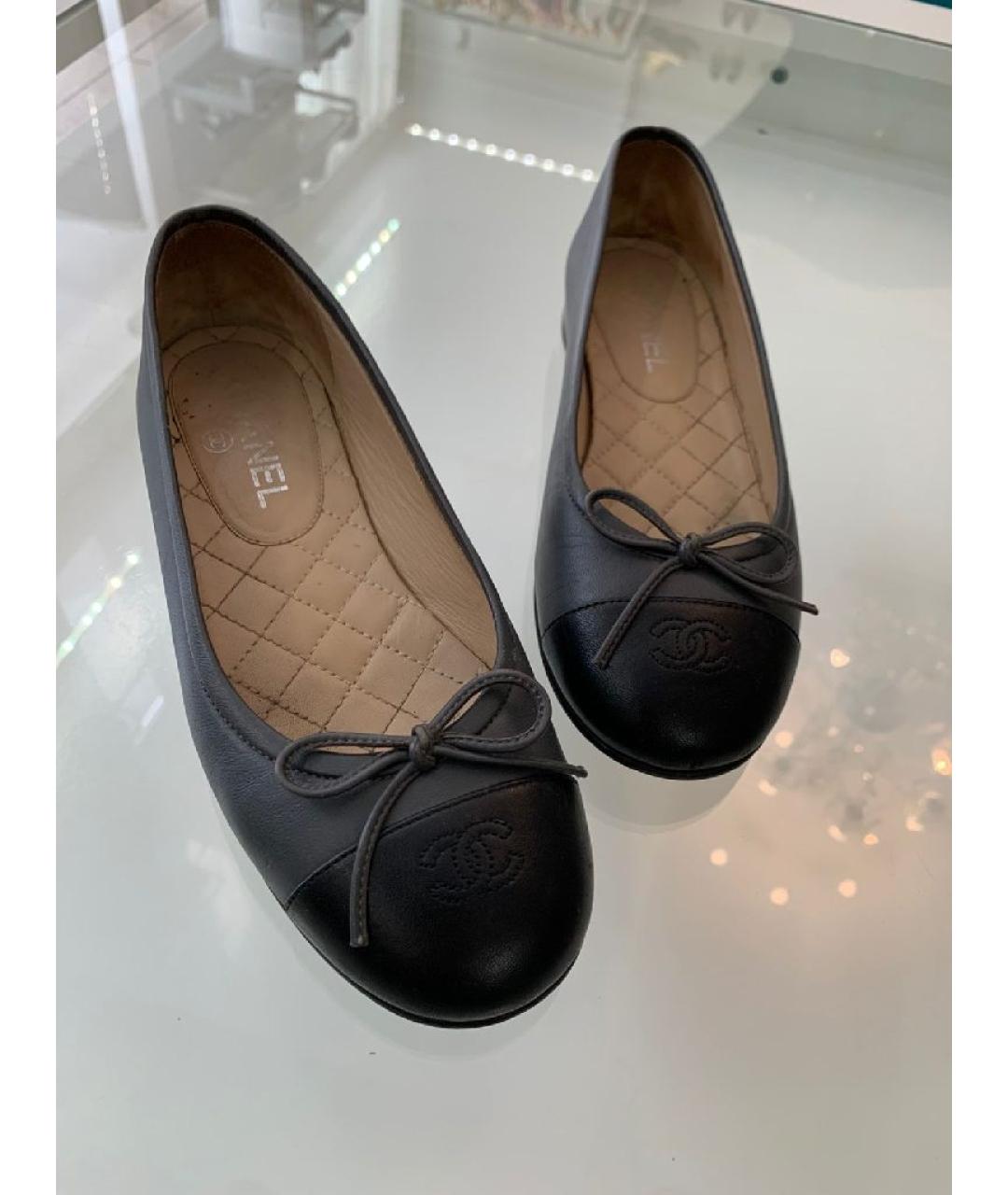 CHANEL Серые кожаные балетки, фото 8
