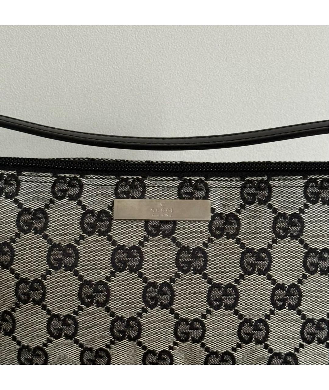 GUCCI Серая тканевая сумка с короткими ручками, фото 6