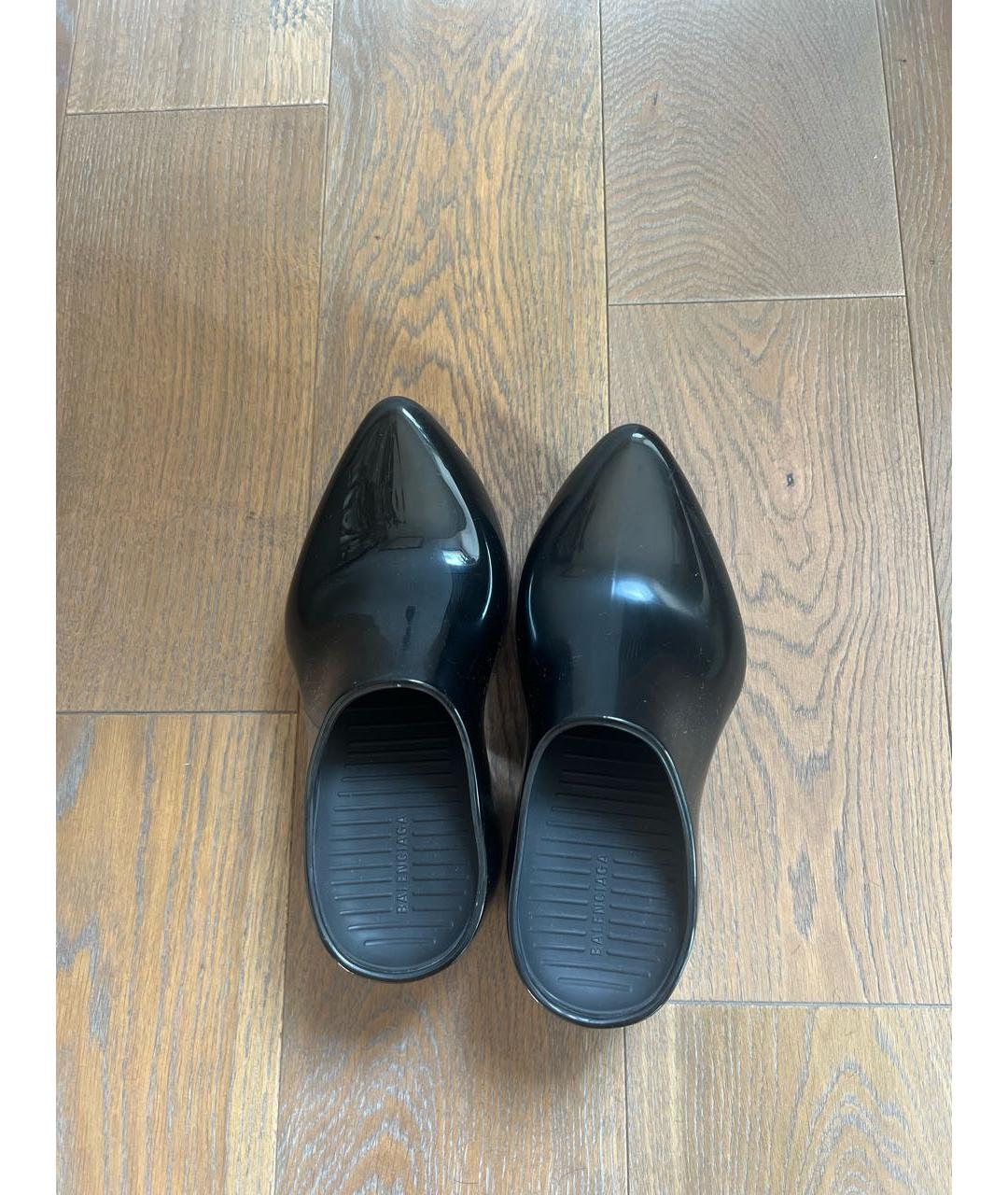 BALENCIAGA Черные резиновые сабо, фото 3