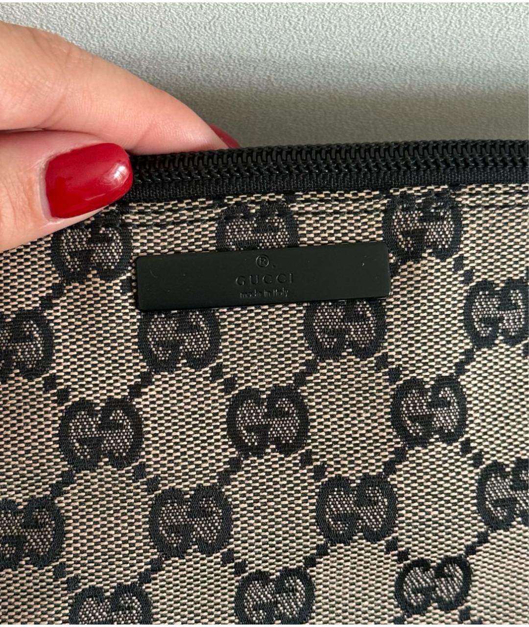 GUCCI Коричневая тканевая сумка с короткими ручками, фото 6