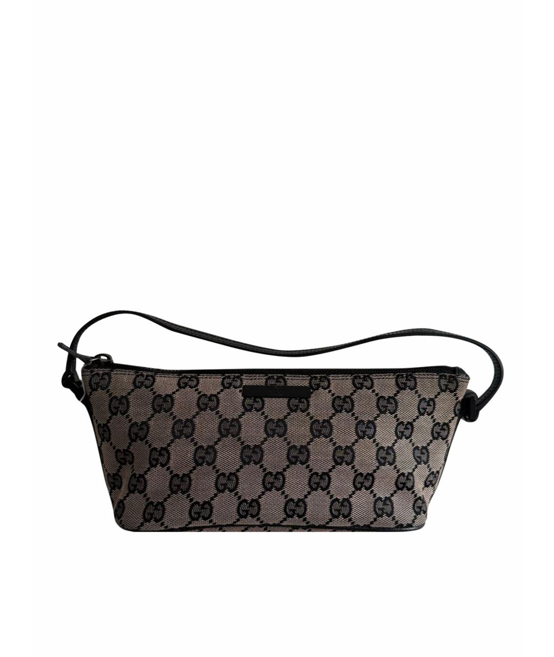 GUCCI Коричневая тканевая сумка с короткими ручками, фото 1