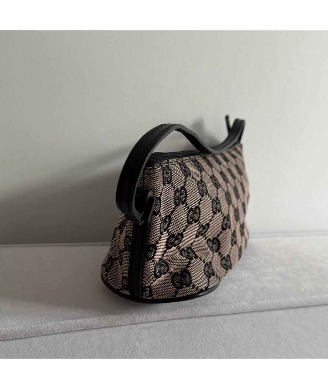 GUCCI Коричневая тканевая сумка с короткими ручками, фото 2
