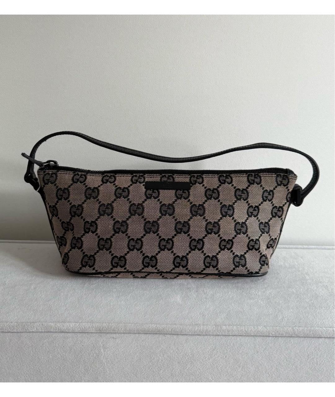 GUCCI Коричневая тканевая сумка с короткими ручками, фото 7