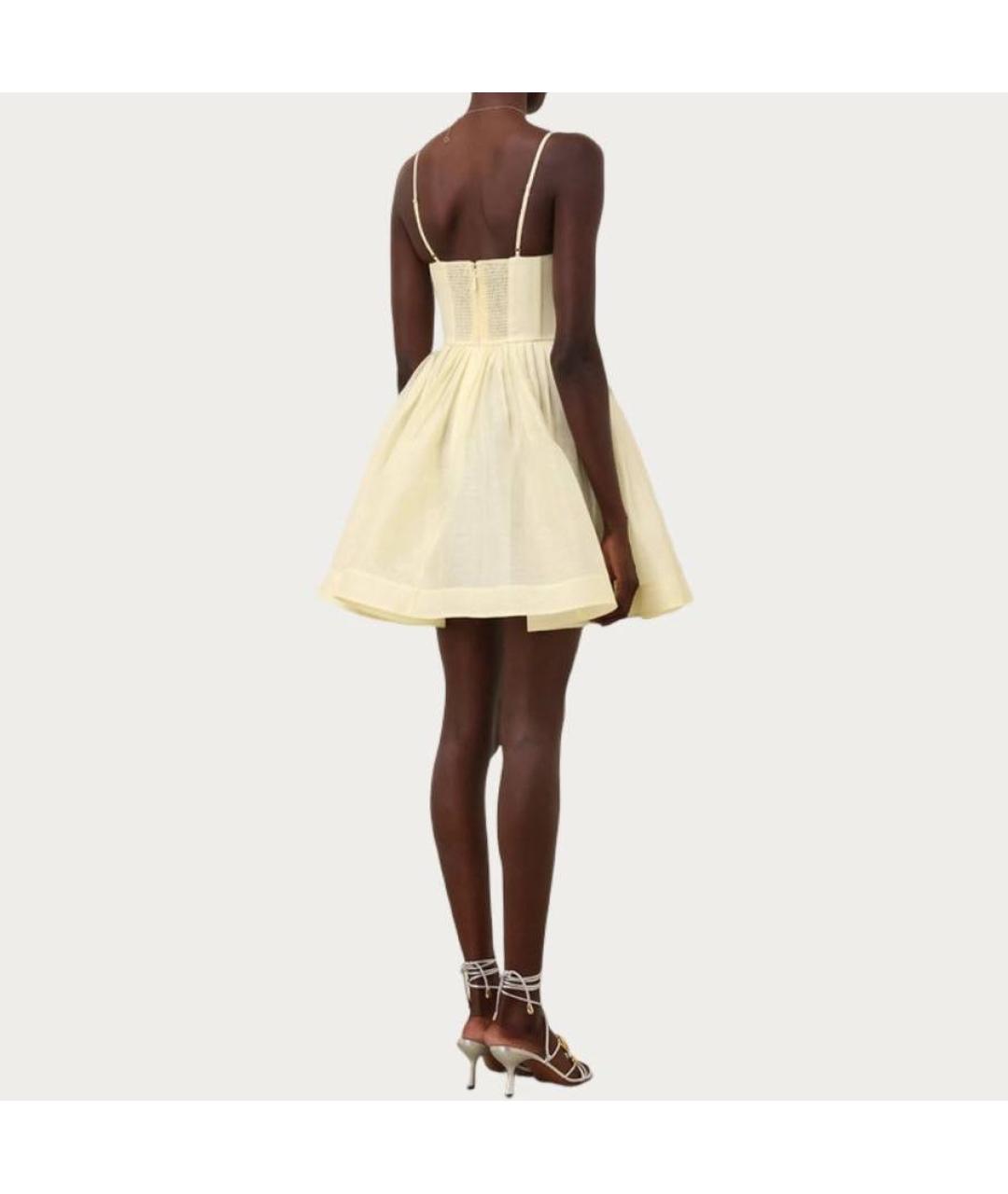 ZIMMERMANN Желтое льняное коктейльное платье, фото 3