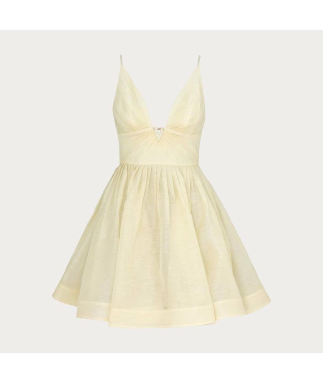 ZIMMERMANN Желтое льняное коктейльное платье, фото 4