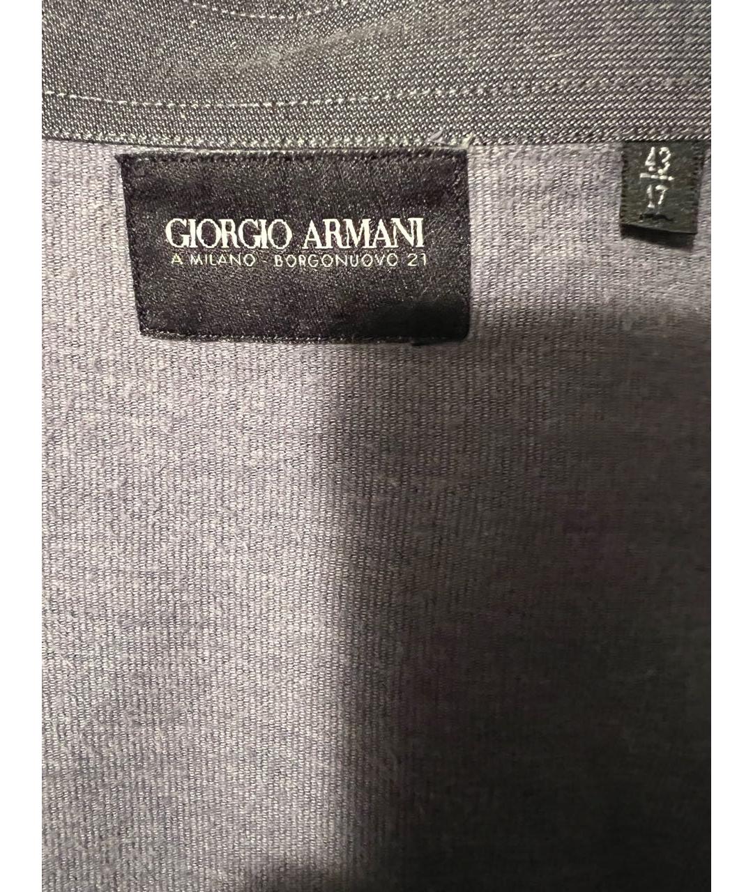 GIORGIO ARMANI Серая хлопковая кэжуал рубашка, фото 3