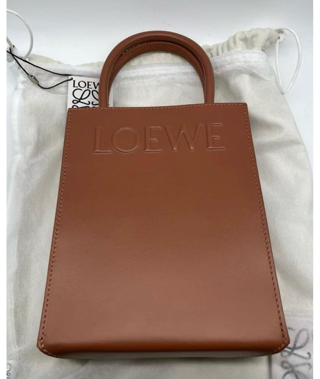 LOEWE Коричневая кожаная сумка тоут, фото 3