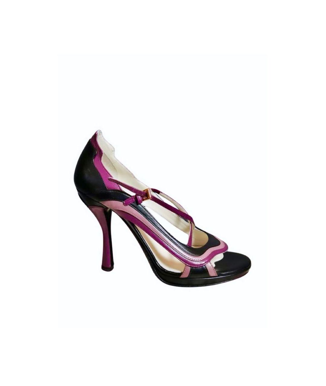 PRADA Черные кожаные босоножки, фото 1