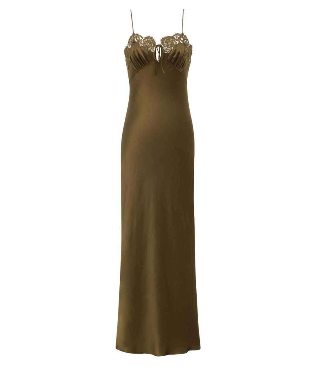 SAINT LAURENT Хаки шелковое коктейльное платье, фото 1