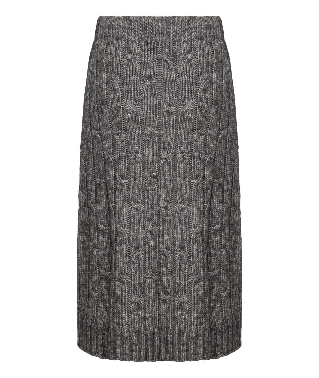'S MAX MARA Серая хлопковая юбка миди, фото 2