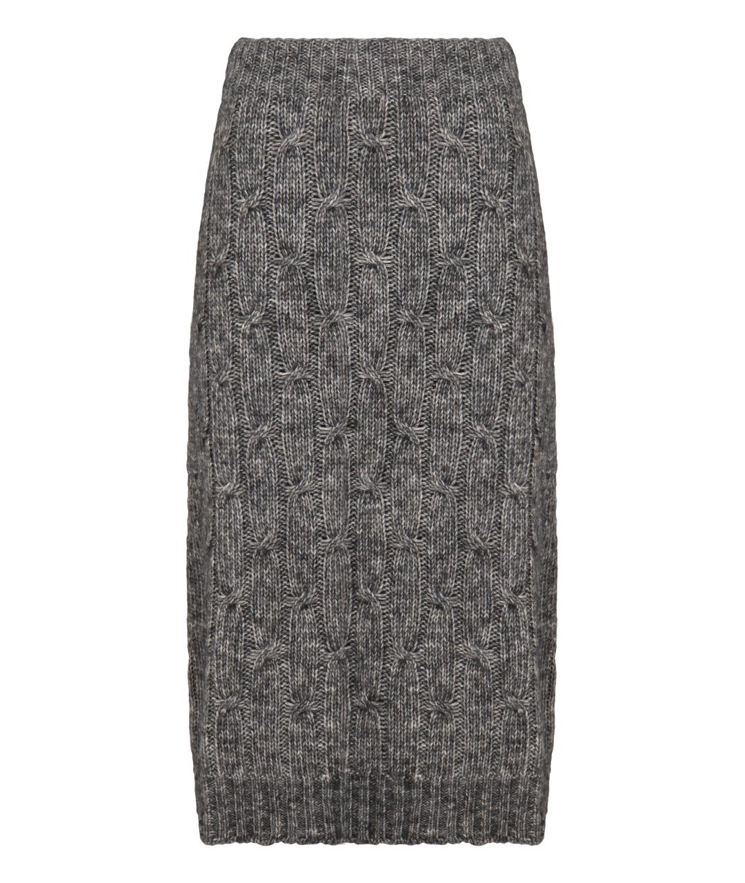 'S MAX MARA Серая хлопковая юбка миди, фото 1