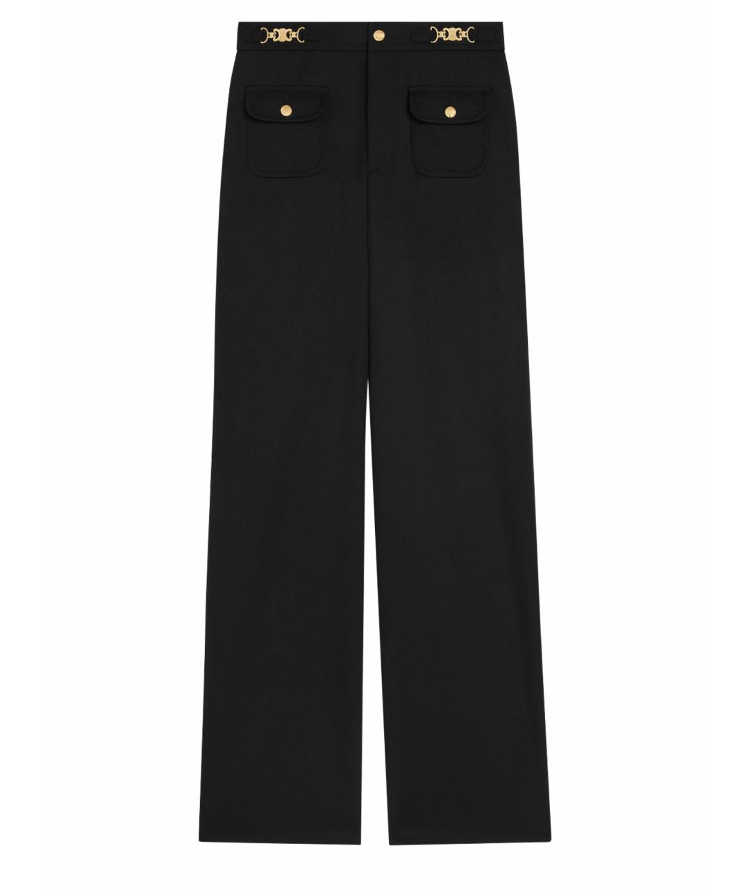 CELINE Черные шерстяные прямые брюки, фото 1