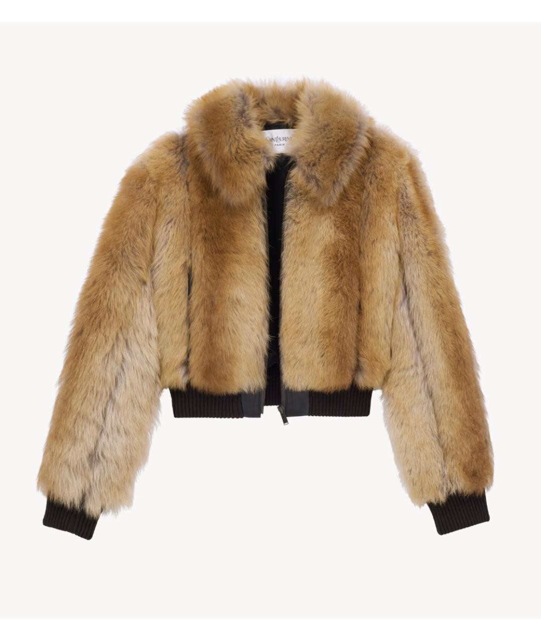 SAINT LAURENT Бежевая меховая шуба, фото 2