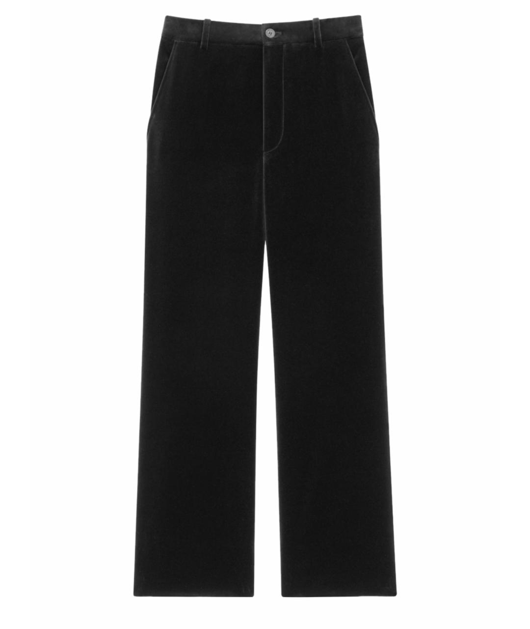 SAINT LAURENT Черные хлопковые прямые брюки, фото 1
