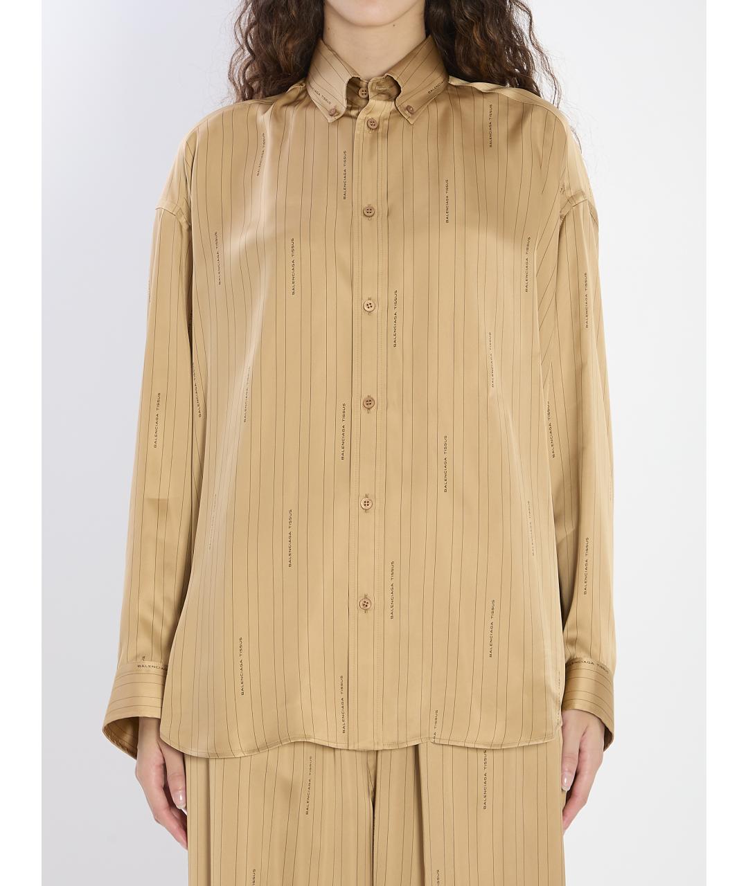 BALENCIAGA Бежевая вискозная рубашка, фото 2