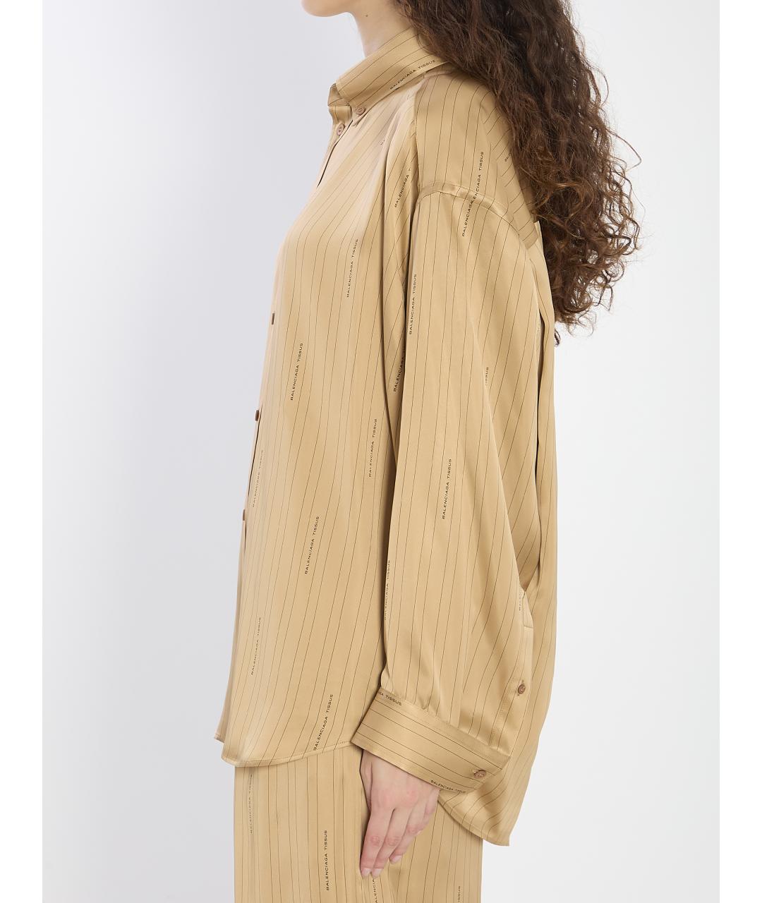 BALENCIAGA Бежевая вискозная рубашка, фото 4