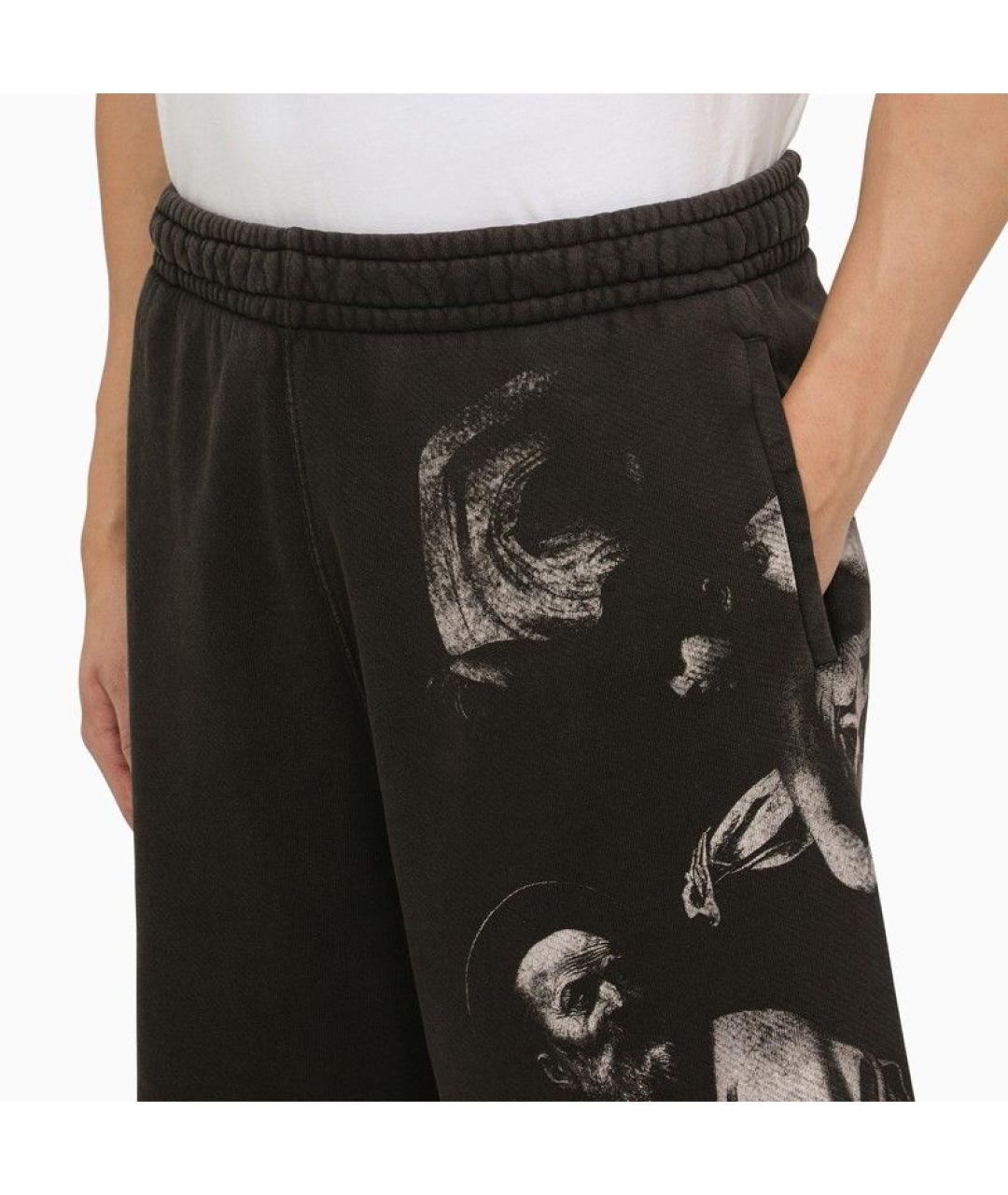 OFF-WHITE Черные хлопковые повседневные брюки, фото 5