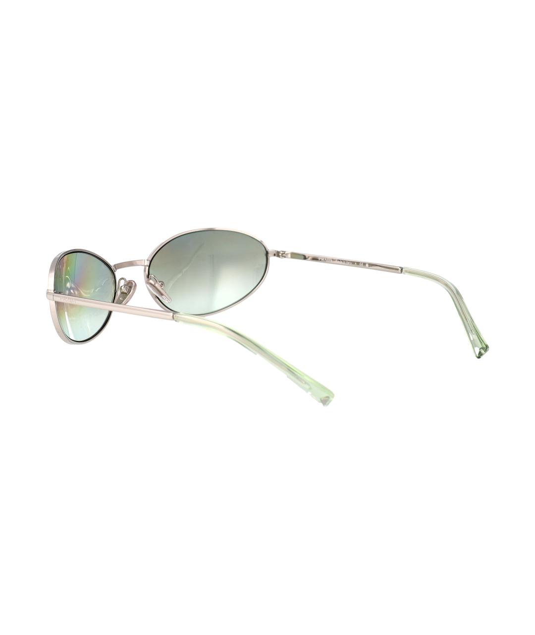 PRADA Серебряные металлические солнцезащитные очки, фото 4