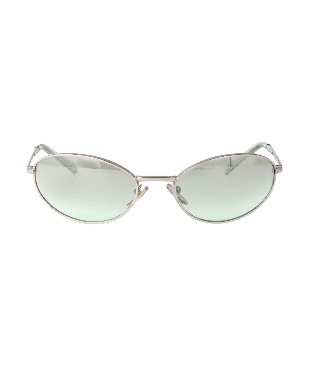PRADA Серебряные металлические солнцезащитные очки, фото 1