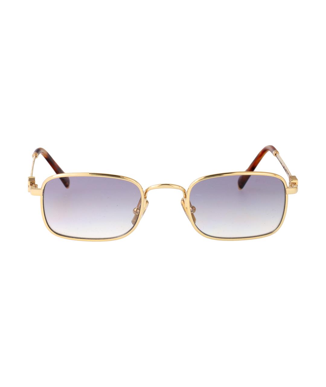 MIU MIU Золотые металлические солнцезащитные очки, фото 2