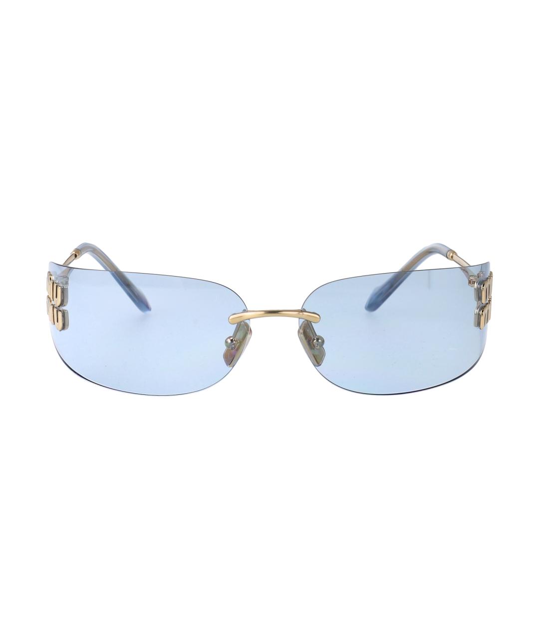 MIU MIU Золотые металлические солнцезащитные очки, фото 2