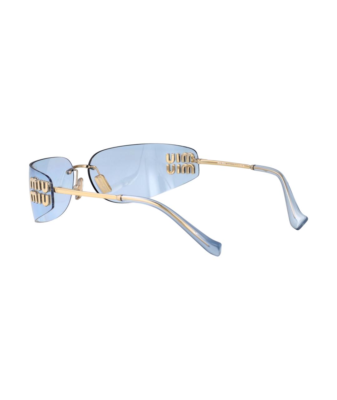 MIU MIU Золотые металлические солнцезащитные очки, фото 4
