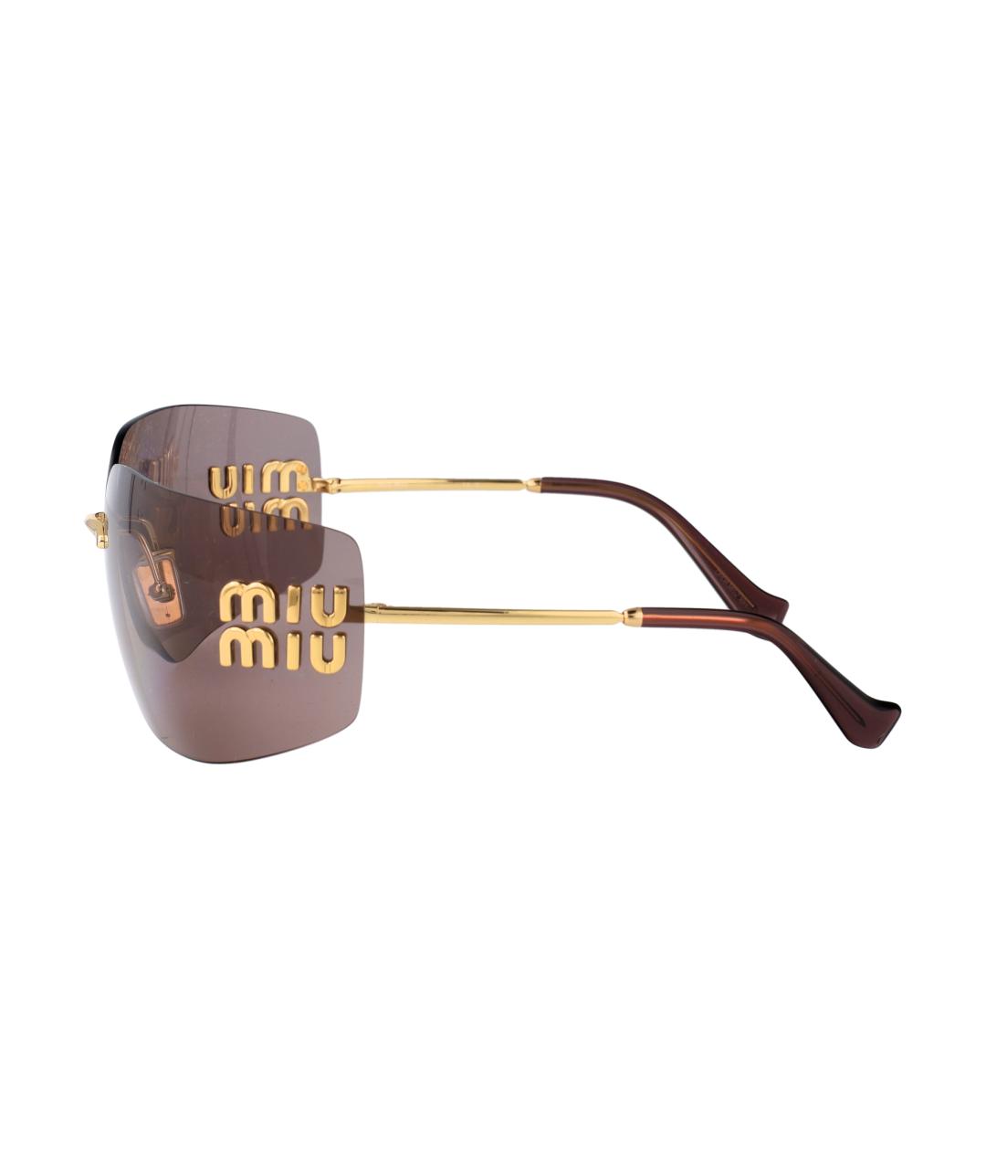 MIU MIU Золотые металлические солнцезащитные очки, фото 3
