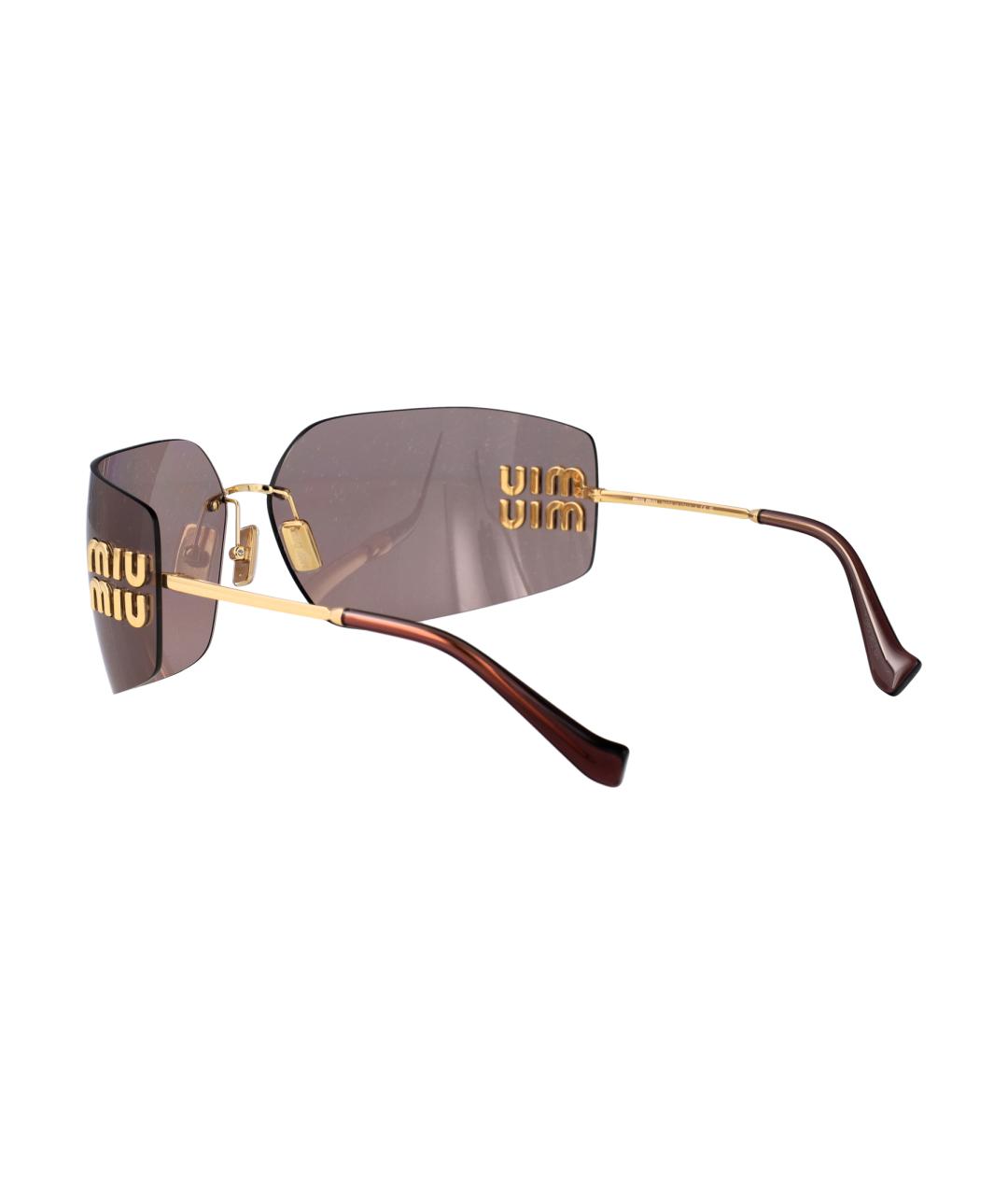MIU MIU Золотые металлические солнцезащитные очки, фото 4