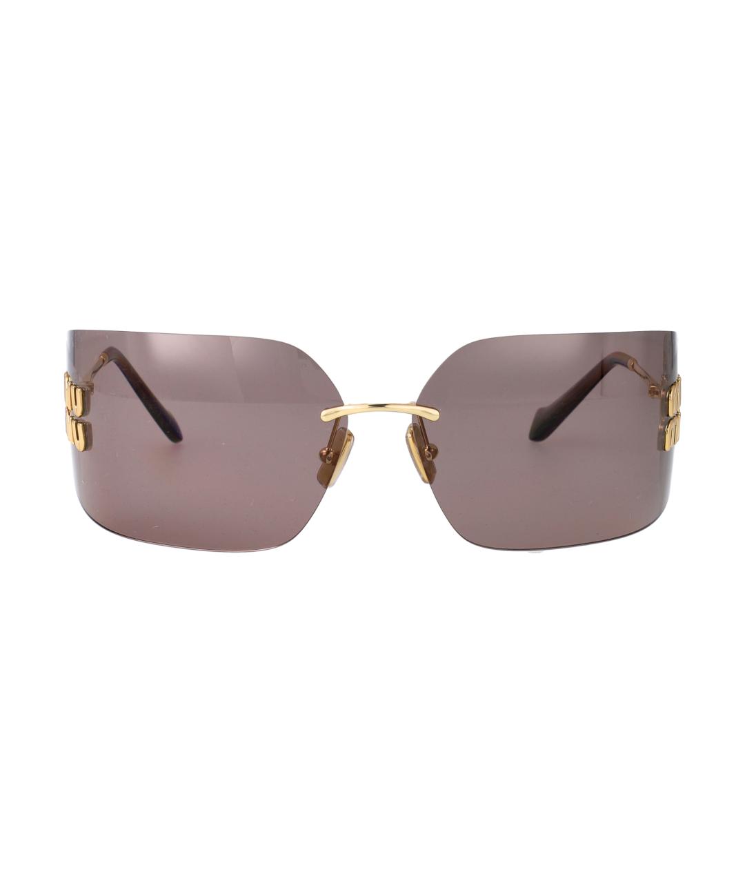 MIU MIU Золотые металлические солнцезащитные очки, фото 2