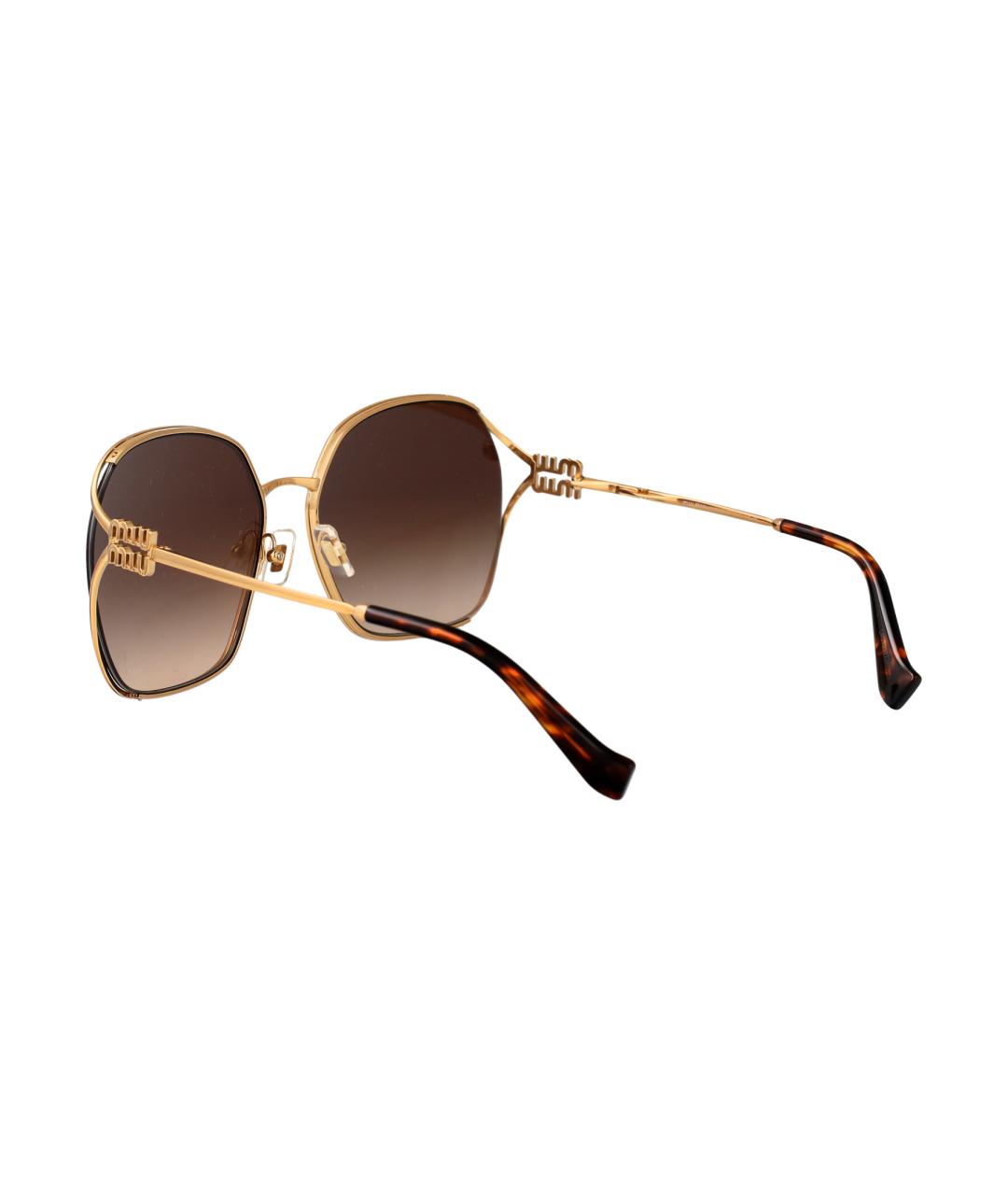 MIU MIU Золотые металлические солнцезащитные очки, фото 4