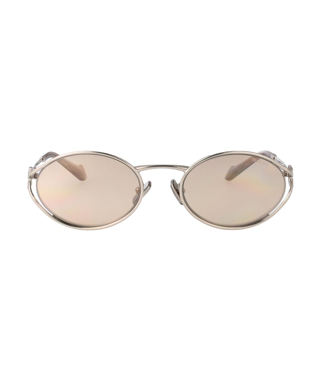 MIU MIU Серебряные металлические солнцезащитные очки, фото 2