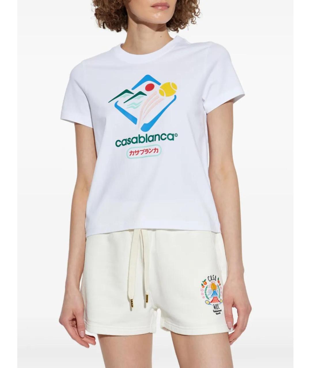 CASABLANCA Белая хлопковая футболка, фото 3