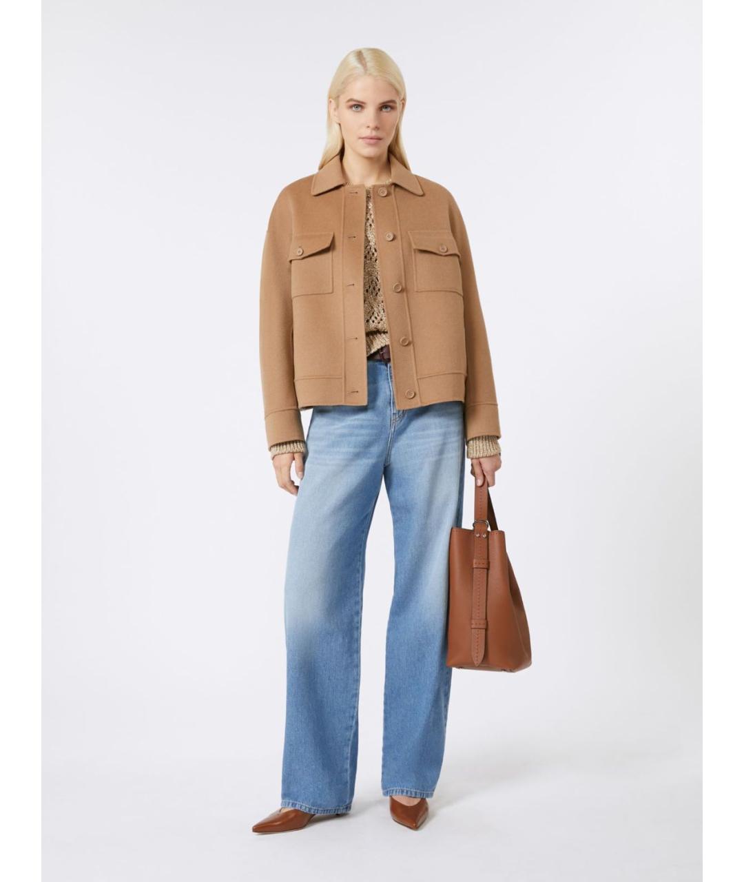 MAX MARA STUDIO Голубые хлопковые прямые джинсы, фото 4