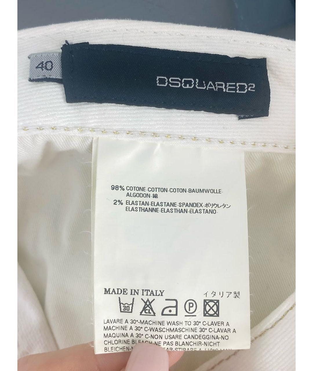 DSQUARED2 Белые хлопковые джинсы клеш, фото 7