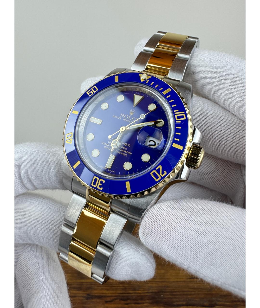 ROLEX Темно-синие часы из желтого золота, фото 3