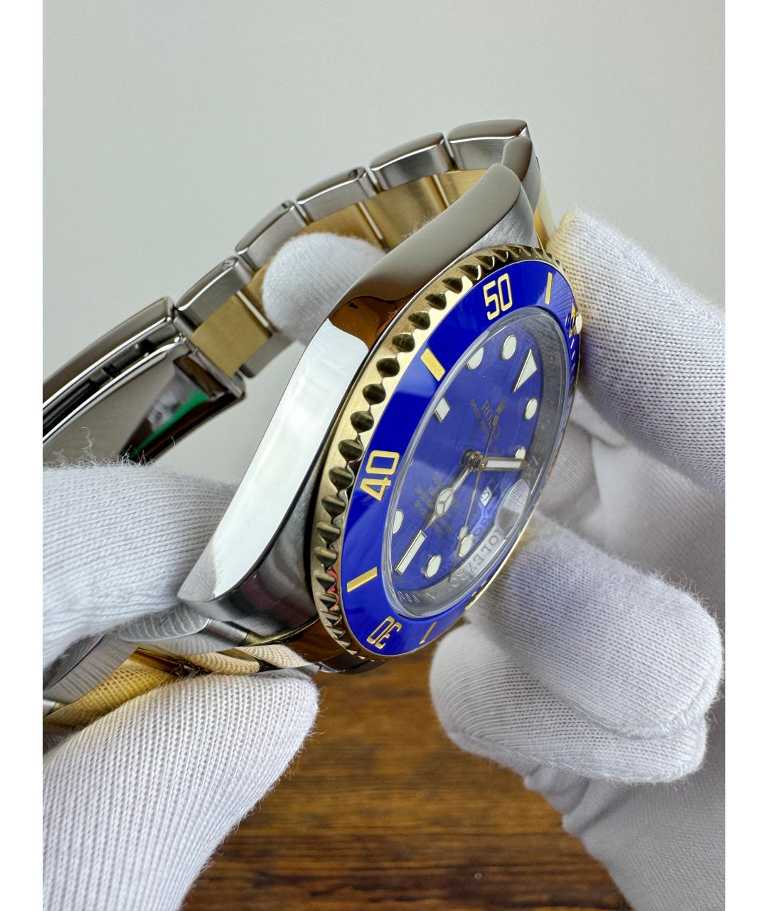 ROLEX Темно-синие часы из желтого золота, фото 6