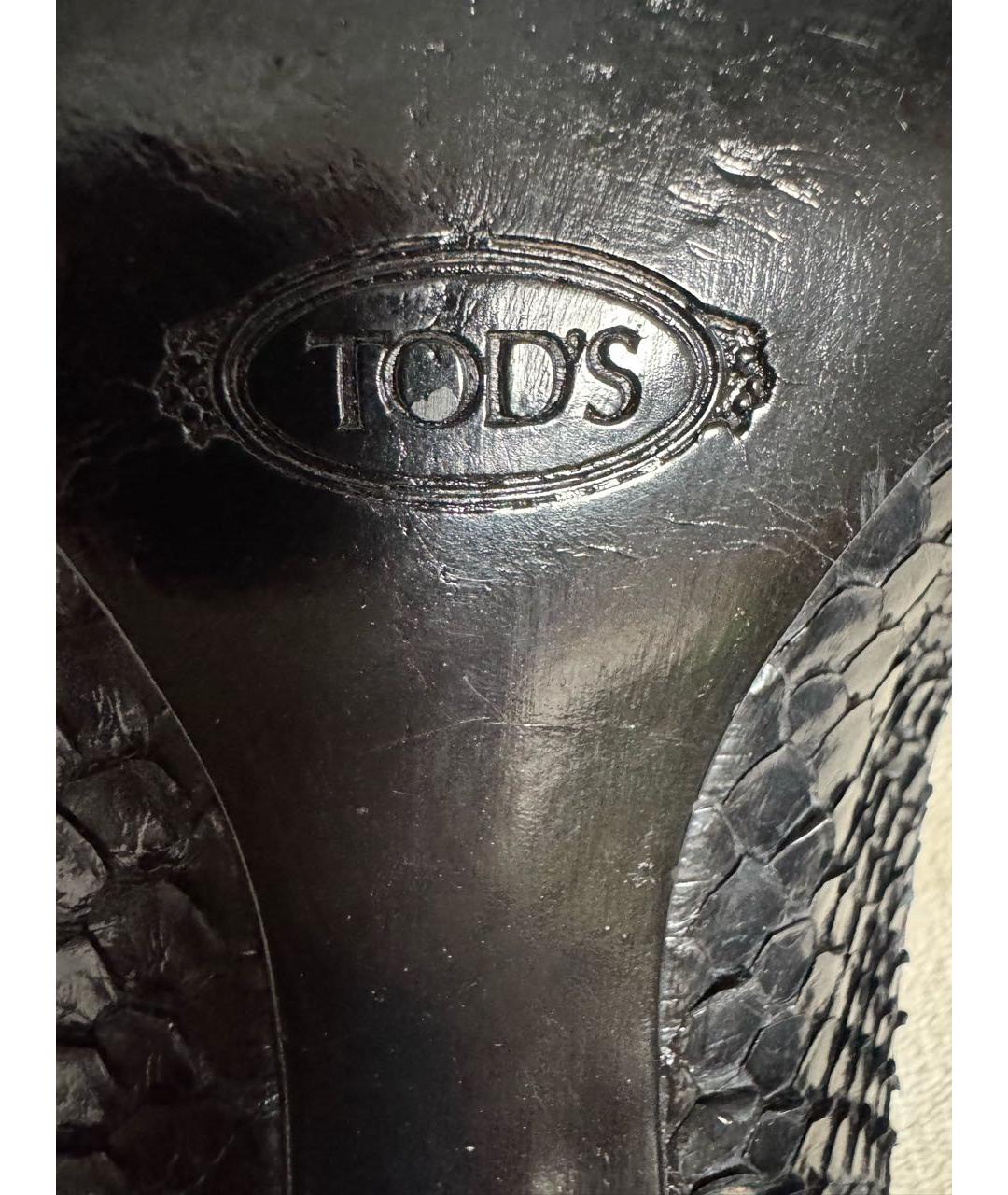 TOD'S Антрацитовые босоножки из экзотической кожи, фото 3