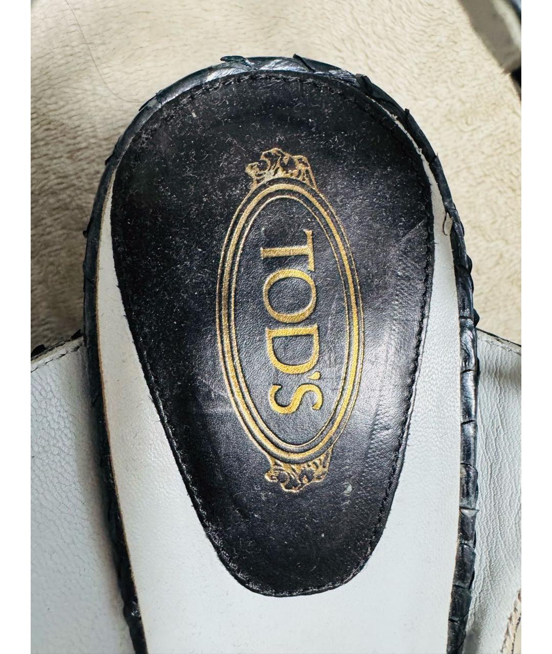 TOD'S Антрацитовые босоножки из экзотической кожи, фото 5