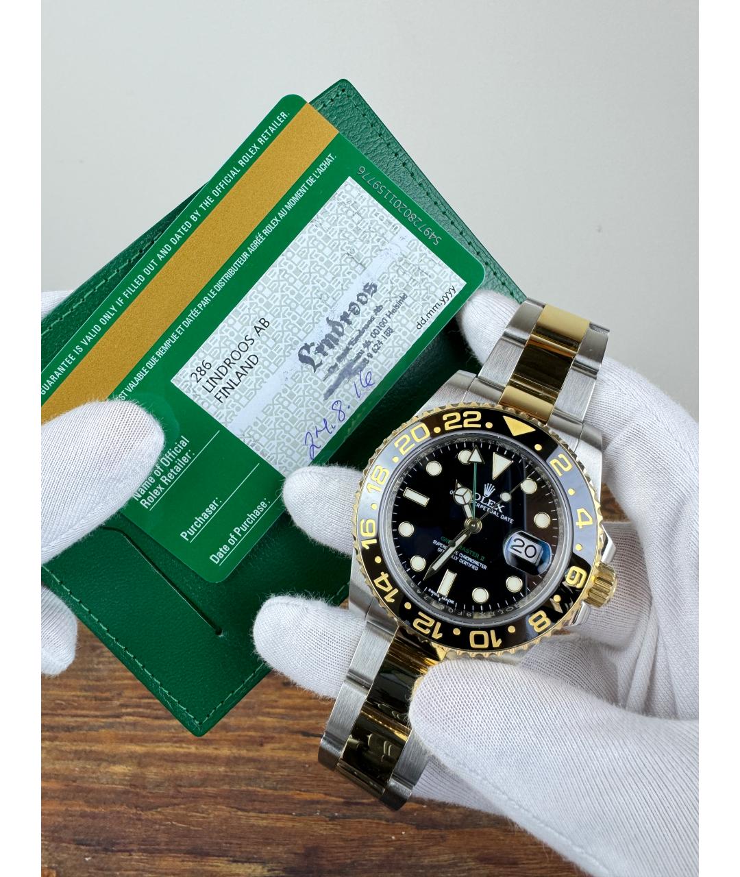 ROLEX Черные часы из желтого золота, фото 2