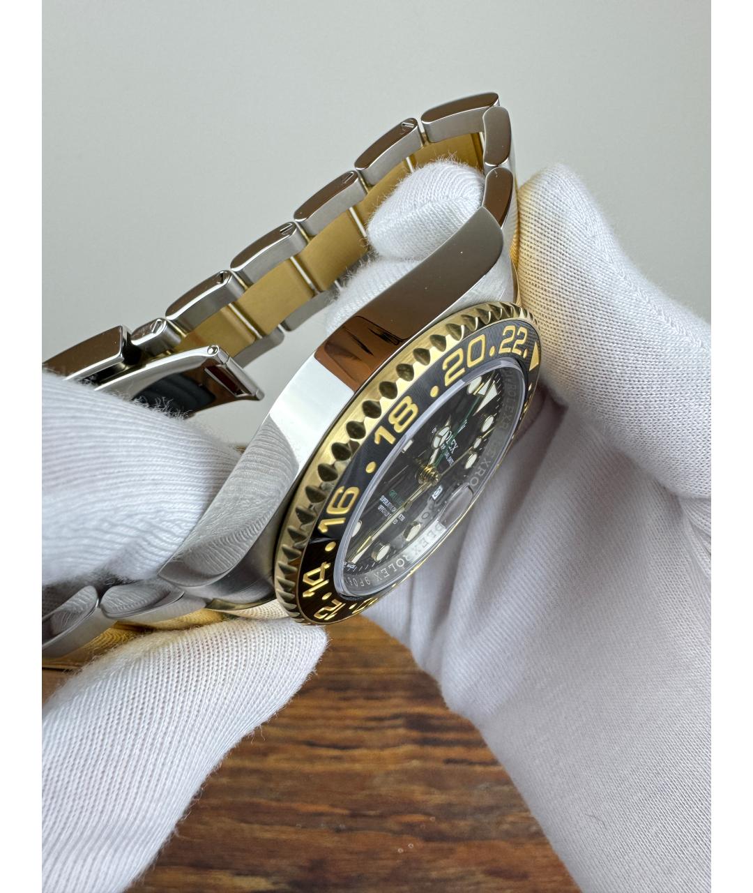 ROLEX Черные часы из желтого золота, фото 5